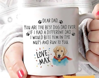 Best Dog Dad Ever Personalized Dog Dad Coffee Mug, Custom Photo Dog Pet, Custom Pet Coffee Cup, New Pet Present, Custom Pet Portrait Mug