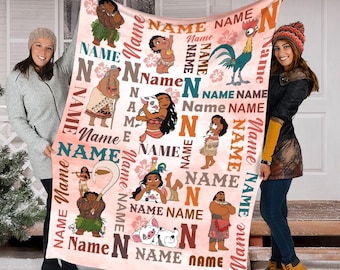 Customized Name Disney Moana Blanket, Princess Moana Blanket, Disney Moana Movie Blanket, Disney Princess Blanket, Disneyland Blanket