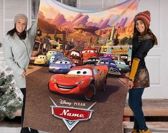 Personalized Name Cars Movies Blanket, Lightning MCQueen Baby Blanket, Disney Cars Blanket, Cars Movie Characters Blanket