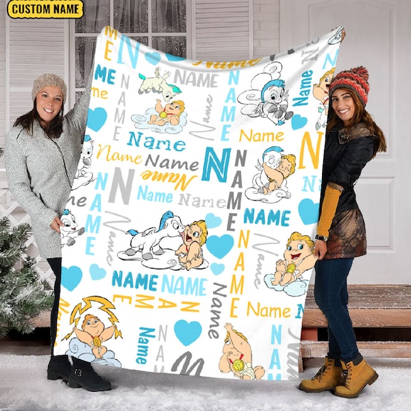 Personalized Name Baby Hercules and Pegasus Blanket, Disney Hercules Fleece Blanket,Disneyland Family Matching,Best Friend,Walt Disney World