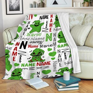 Personalize Name Baby Oogie Boogie Blanket, Nightmare Before Christmas Blanket, Horror Fleece Mink Sherpa Blanket, Baby Shower image 4