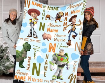 Custom Name Toy Story Blanket, Woody And Friends Blanket, Disney Toy Story Blanket, Toy Story Characters Blanket, Blanket Gift Ideas