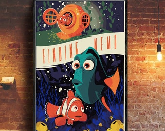 Vintage Finding Nemo Movie Poster, Dory and Nemo Poster, Vintage Disney Movie Poster Classic, Walt Disney Poster, Home Decoration