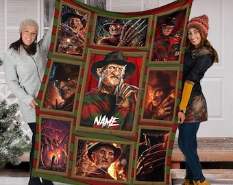 Personalized Name Freddy Krueger Blanket, A Nightmare On ELM Street, Halloween Fleece Blanket, Horror Characters Blanket, Sweet Dream