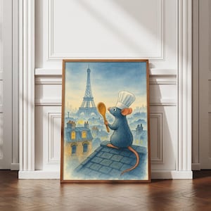 Ratatouille Watercolor Poster, Disney Ratatouille Movie Poster, Ratatouille Remy Poster, Disney Wall Art, Kids Room Wall Decor, Disney Print