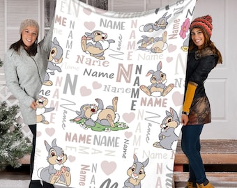 Manta personalizada de Disney Tambor, manta polar de dibujos animados de Bambi, regalo de Navidad de Disney para niños, regalo de cumpleaños, manta de Disneyland