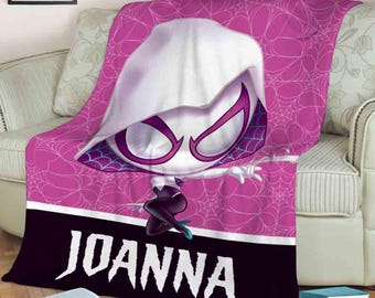 Customized Name Spider Gwen Blanket, Spidey and His Amazing Friends Blanket, Spiderman Blanket, Disney Spidey Blanket