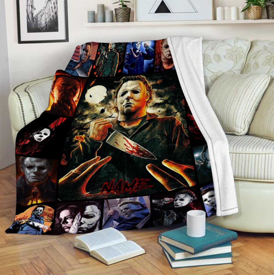 Halloween Horror Movie Fleece Blanket Michael Myers Blanket Etsy