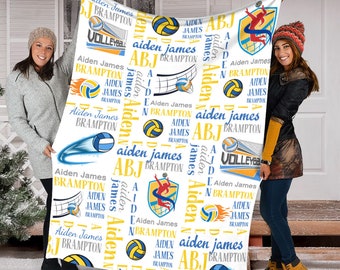 Personalized Volleyball Blanket, Custom Name Volleyball Throw Blanket, Volleyball Player Gift, Volleyball Team Gift
