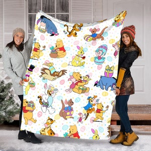 Pooh And Friends Easter Day Blanket, Pooh Bear Blanket, Winnie The Pooh Blanket, Easter Bunny Blanket, Tigger Piglet Eeyore Blanket
