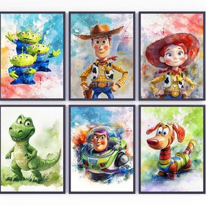 Watercolor Toy Story Character Printable, Buzz Lightyear Poster, Toy Story Print, Disney Poster, Home Decoration, Kid Room Decor