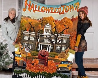Halloweentown Fleece Blanket, HalloweenTown 1998 Blanket, Pumpkin Fall Blanket,Aesthetic Fall Bedroom Decor,HalloweenTown Fall,School Season