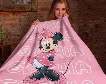 Baby Minnie Mouse Blanket, Custom Name Minnie Blanket, Magic Kingdom Blanket, Custom Name Blanket, Baby Shower Gift
