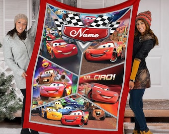 Personalized Name Cars Movies Blanket, Lightning McQueen Blanket, Disney Cars Blanket, Cars Movie Characters Blanket