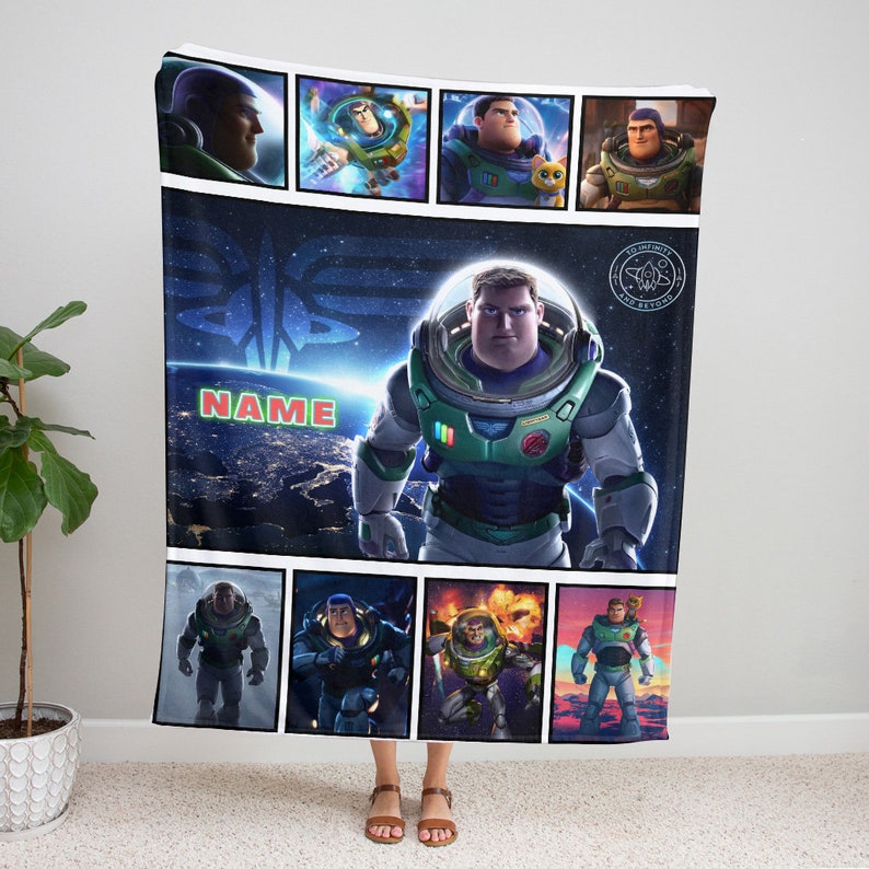 Personalized Name Disney Buzz Lightyear Blanket, Toy Story Characters Blanket, Toy Story Blanket, Blanket Birthday Gifts, Baby Throw Blanket image 2