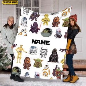 Personalized Name Star Wars Blanket, Star Wars Blanket, Star Wars Characters Blanket, Custom Name Blanket, Birthday Gift, Gift For Fan