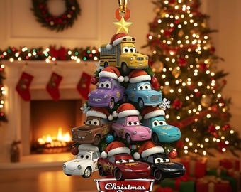 Custom Disney Cars Movie Christmas Ornament, Racing Cars 2025 Christmas Tree Decor, Lightning McQueen Decor Gift, Xmas Ceramic Ornament