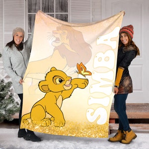 Personalized Name Baby Simba Blanket, Disney Lion King Blanket, Lion King Birthday Gift, Simba Fleece Mink Sherpa Blanket