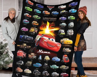 Personalized Name Cars Movies Blanket, Lightning MCQueen Baby Blanket, Disney Cars Blanket, Cars Movie Characters Blanket, Gift For Fans