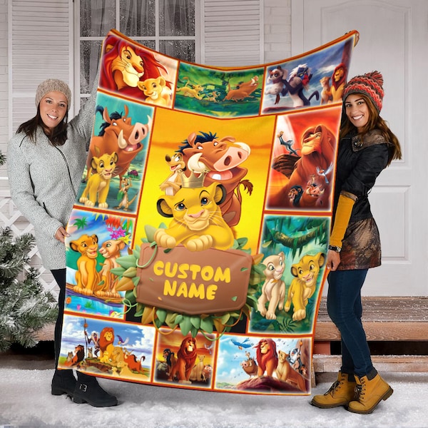 Personalized Name Lion King Blanket, Disney Lion King, Lion King Birthday Gift, Lion King Baby Gift, Lion King Fleece Mink Sherpa Blanket