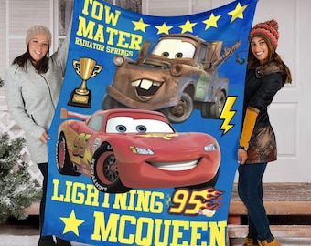 Lightning McQueen & Tow Matter Blanket, Cars Movie Blanket, Disney Cars Blanket, Cars Movie Characters Blanket, Gift For Boy