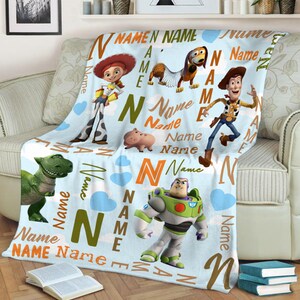 Custom Name Toy Story Blanket, Woody And Friends Blanket, Disney Toy Story Blanket, Toy Story Characters Blanket, Blanket Gift Ideas image 4