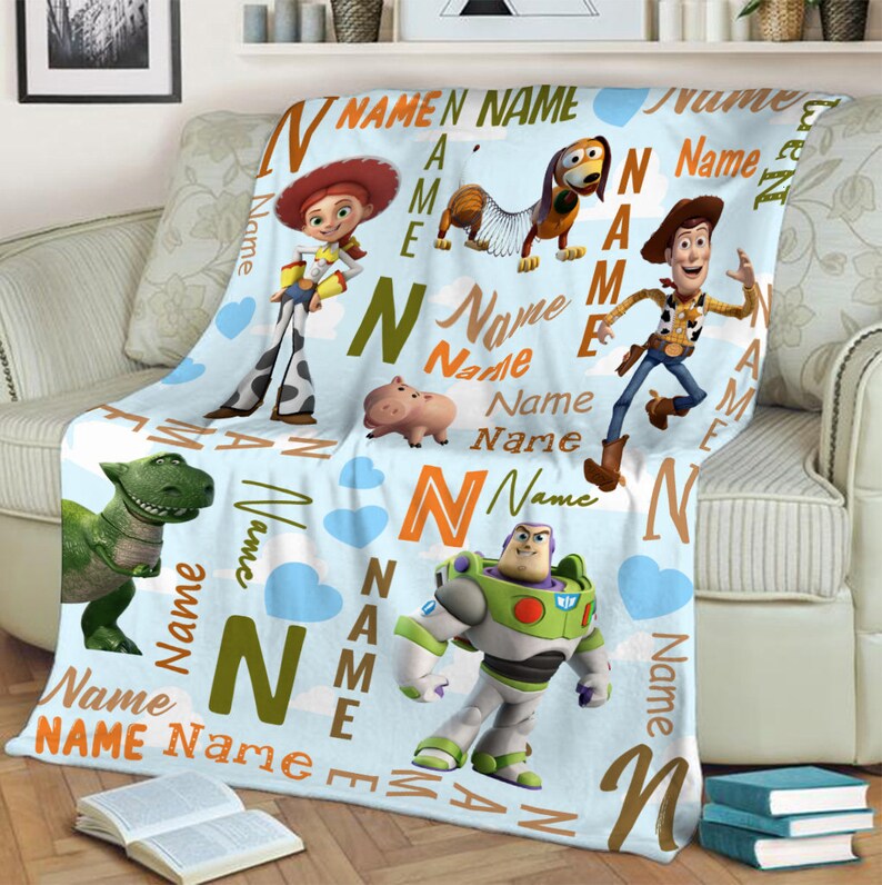 Custom Name Toy Story Blanket, Woody And Friends Blanket, Disney Toy Story Blanket, Toy Story Characters Blanket, Blanket Gift Ideas image 4
