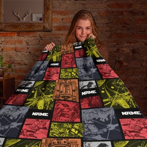 Vintage Star Wars Blanket, Personalized Name Star Wars Blanket, Star Wars Characters Blanket, Custom Name Blanket, Birthday Gift