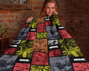 Vintage Star Wars Blanket, Personalized Name Star Wars Blanket, Star Wars Characters Blanket, Custom Name Blanket, Birthday Gift