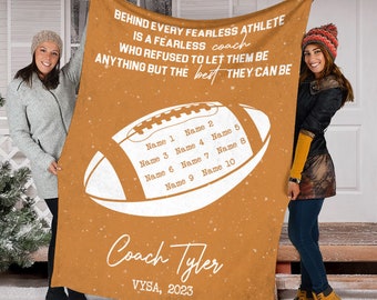 Customized Football Coach Blanket, Football Throw Blanket, Football Thank You Gift, Football Team Gift