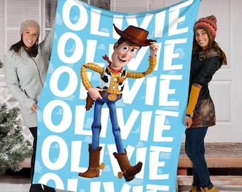 Personalized Name Woody Baby Blanket, Toy Story Characters Blanket, Disney Toy Story Blanket, Blanket Birthday Gifts