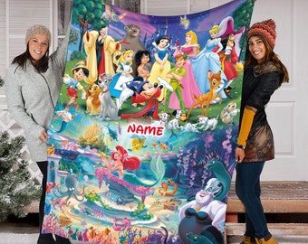 Personalized Disney Princess Blanket, Disney Characters Blanket, Princess Squad Blanket, Birthday Gifts, Magic Kingdom Blanket