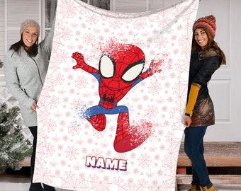 Personalized Name Spidey And His Amazing Friends Blanket, Spiderman Blanket, Cartoon Spidey Baby Blanket Anniversary Gift