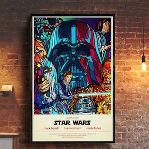 Star Wars Stained Glass Poster, Darth Vader Printable, Disney Star Wars Poster, Home Decoration, Kid Room Decor