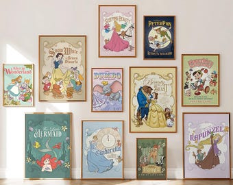 Disney Charakter Poster, Disney Prinzessinnen Charakter, Disney Dumbo Filmplakat, Vintage Disney Filmplakat Klassisch