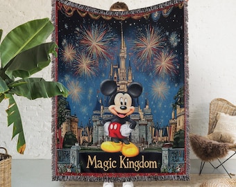 Mickey Mouse Woven Blanket, Disney Mickey Tapestry, Disney Castle Firework Blanket, Disney Woven Blanket, Disney Sofa Throw