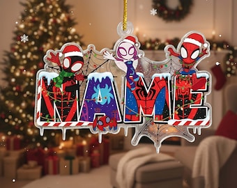 Personalize Spidey And His Amazing Friends Christmas Ornament, Custom Spider Junior Hero Xmas Tree Decor, Spider Birthday Gift For Kid