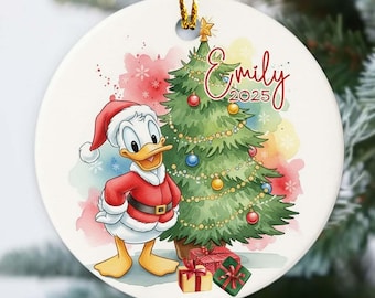 Adorno navideño personalizado de Disney Donald 2025, adorno navideño con nombre personalizado, recuerdo navideño, cumpleaños de niño, decoración del hogar