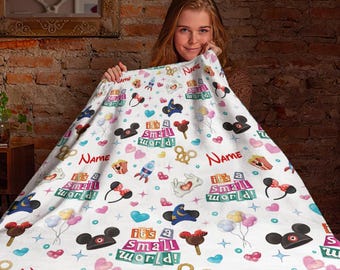 Customized Name Disney Blanket, Mickey Mouse Head Blanket,  Disney Baby Blanket, Disneyland Blanket Disney Trip Gift