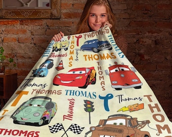 Personalized Name Cars Movies Characters Blanket, Lightning McQueen Blanket, Disney Cars Blanket, Cars Blanket, Baby Gift