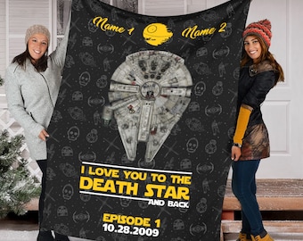 Personalized Star Wars Wedding Blanket, Millennium Falcon Blanket, Anniversary Gift For Husband Wife, Star Wars Couple Gift
