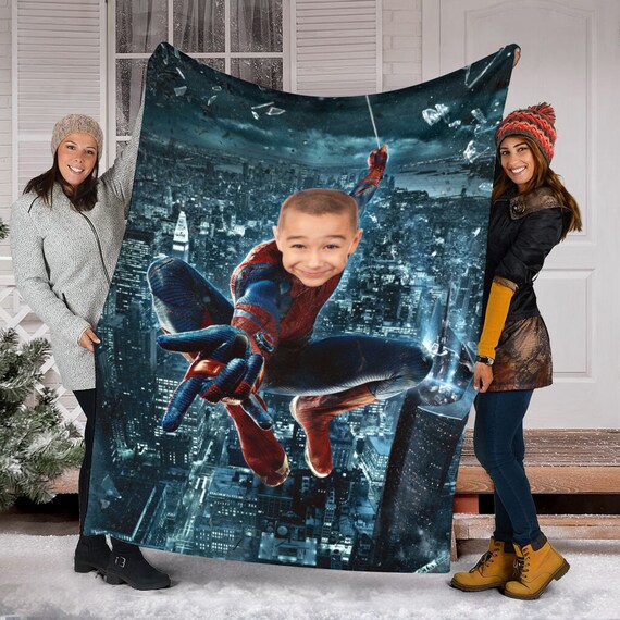Personalized Photo Blanket Custom Name Spider man Blanket Peter