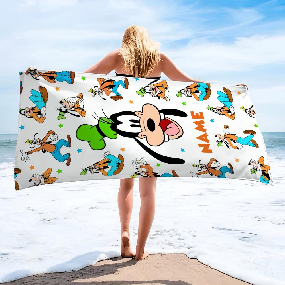 Custom Name Goofy Beach Towel, Disney Goofy Bath Towel, Pool Towel