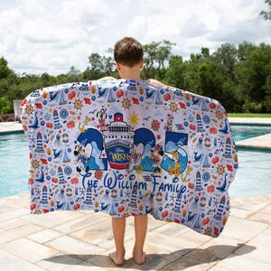 Customized Family Trip Disney Cruise 2025 Beach Towel, Mickey & Friends Cruise Trip Bath Towel, Pool Towel, Summer Vacation