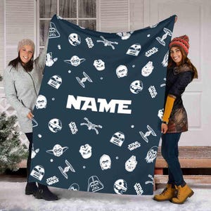 Personalized Name Star Wars Symbol Blanket, Star Wars Characters Blanket, Custom Name Blanket, Birthday Gift, Disney Star Wars Blanket