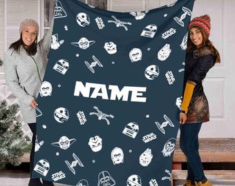 Personalized Name Star Wars Symbol Blanket, Star Wars Characters Blanket, Custom Name Blanket, Birthday Gift, Disney Star Wars Blanket