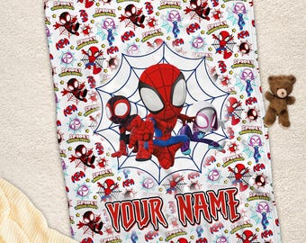 Customized Name Spidey and His Amazing Friends Blanket, Spiderman Blanket, Disney Spidey Blanket, Gift For Kid, Birthday Gift