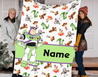Custom Name Disney Buzz Lightyear Blanket, Toy Story Blanket, Disney Toy Story Blanket, Toy Story Characters Blanket, Blanket Birthday Gifts