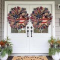2D Flat 2026 Patriotic Wreaths Wooden for Front Door 250th Anniversary Decorations, 4th of July Door Decor, USA Anniversary Door Hanger