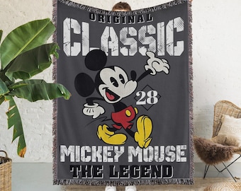 Mickey Mouse The Legend Blanket, Mickey Mouse Woven Blanket, Disney Mickey Tapestry, Disney Woven Blanket, Disney Sofa Throw